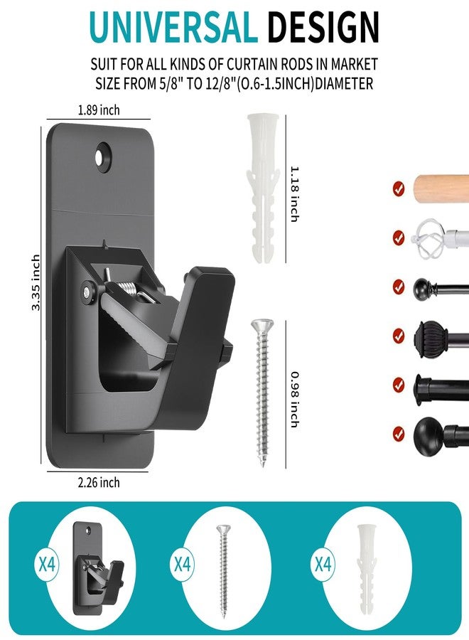 ANABIUP 4Pcs Universal Curtain Rod Holders, Nail Free Hooks, Self Adhesive Curtain Rod Brackets Up to 30 LB, , for Bathroom, Bedroom, Livingroom, Kitchen - Image 2